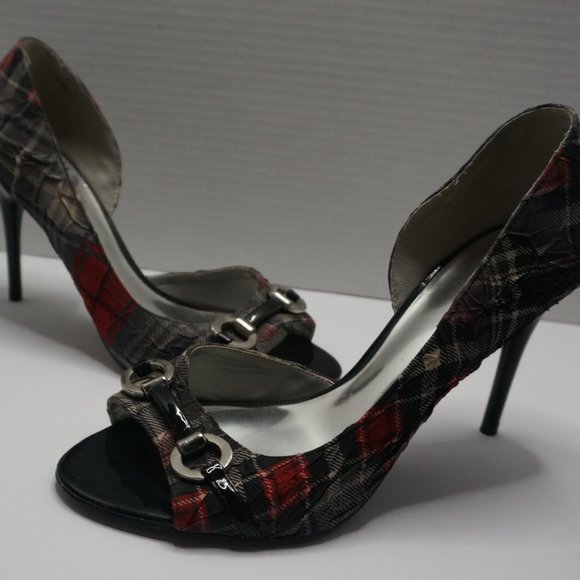 Carlos Black-Red-Gray Plaid Heels - Picture 4 of 6